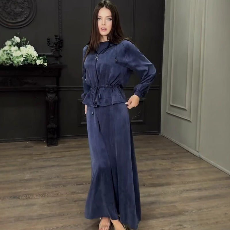 Fall Winter Modest Luxury 2 - Piece Hooded Abaya Set(MS113) - Mariam's Collection