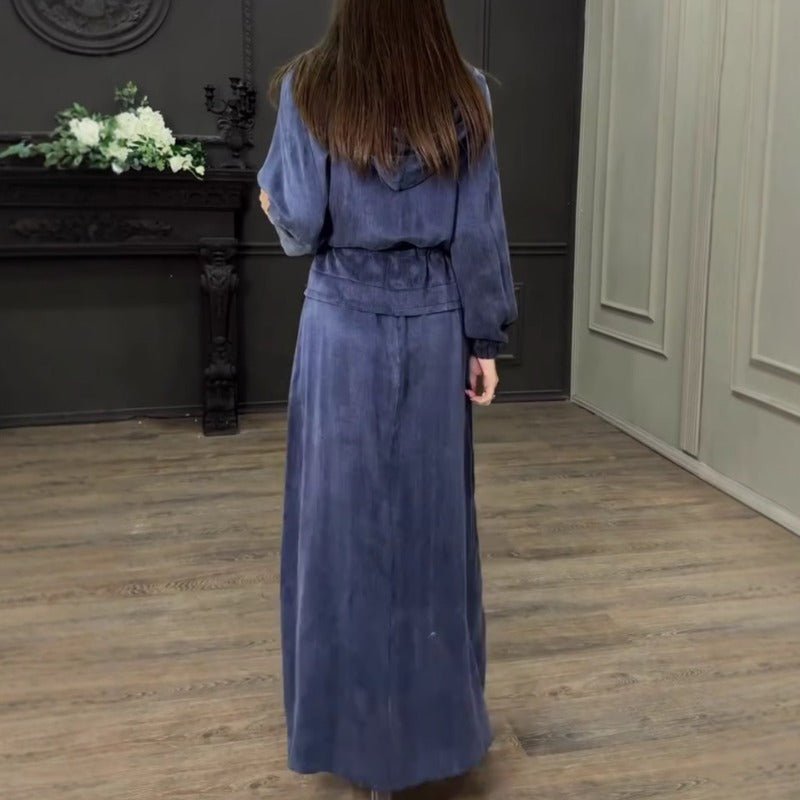 Fall Winter Modest Luxury 2 - Piece Hooded Abaya Set(MS113) - Mariam's Collection