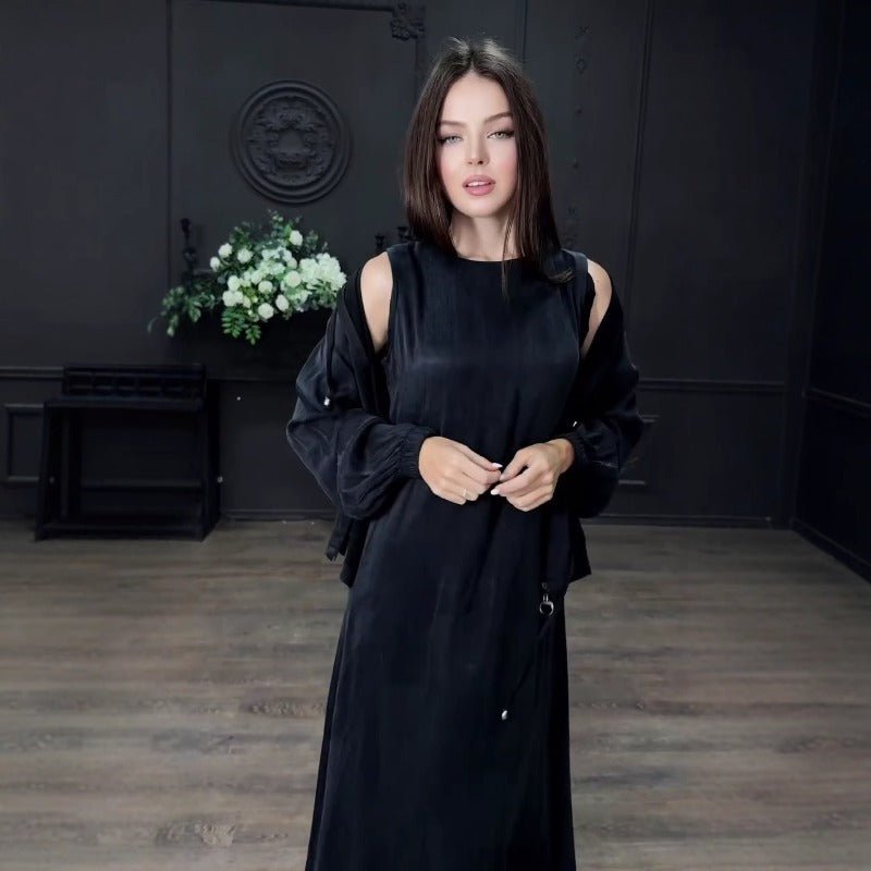 Fall Winter Modest Luxury 2 - Piece Hooded Abaya Set(MS113) - Mariam's Collection