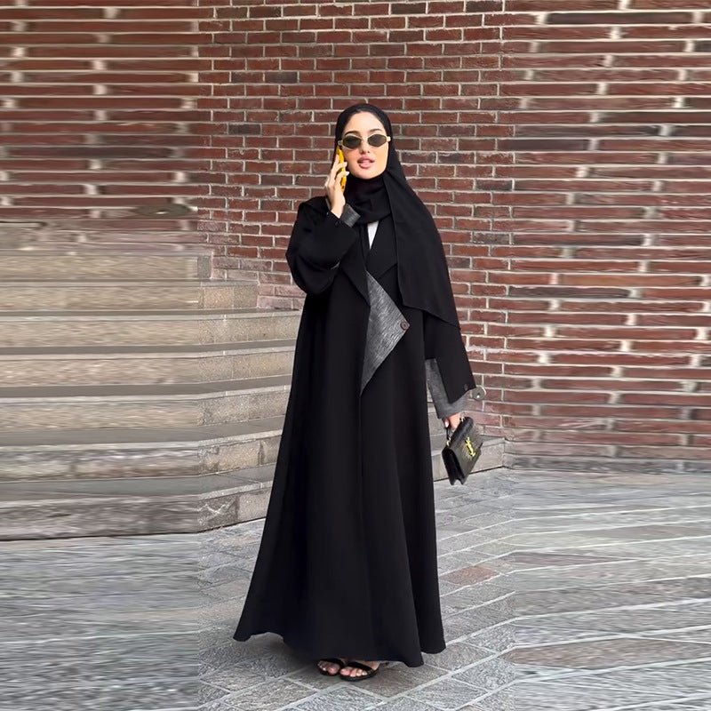 Fashion Forward Long Sleeve Paneled Black Coat | Elegant Long Outerwear(MOA243) - Mariam's Collection