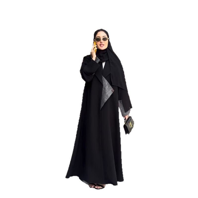 Fashion Forward Long Sleeve Paneled Black Coat | Elegant Long Outerwear(MOA243) - Mariam's Collection