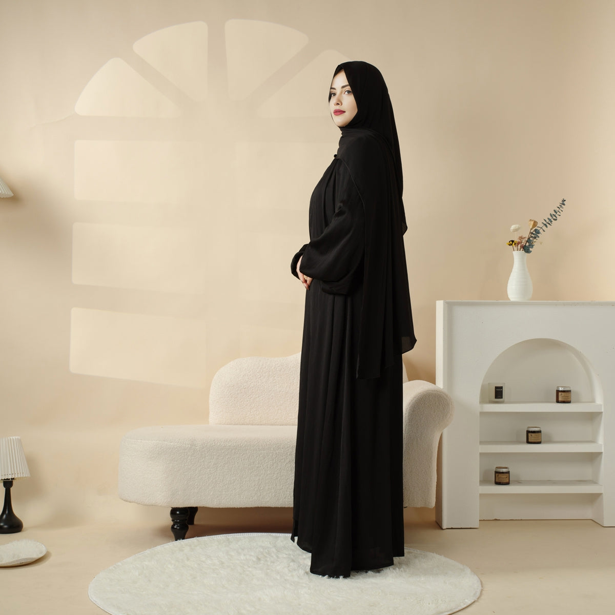 Archive Piece Crinkle Crepe Abaya 3-Piece Set - MP025 (Size M Only)