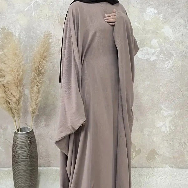 Modest Batwing Sleeve Loose Solid Color Maxi Abaya(MA172)