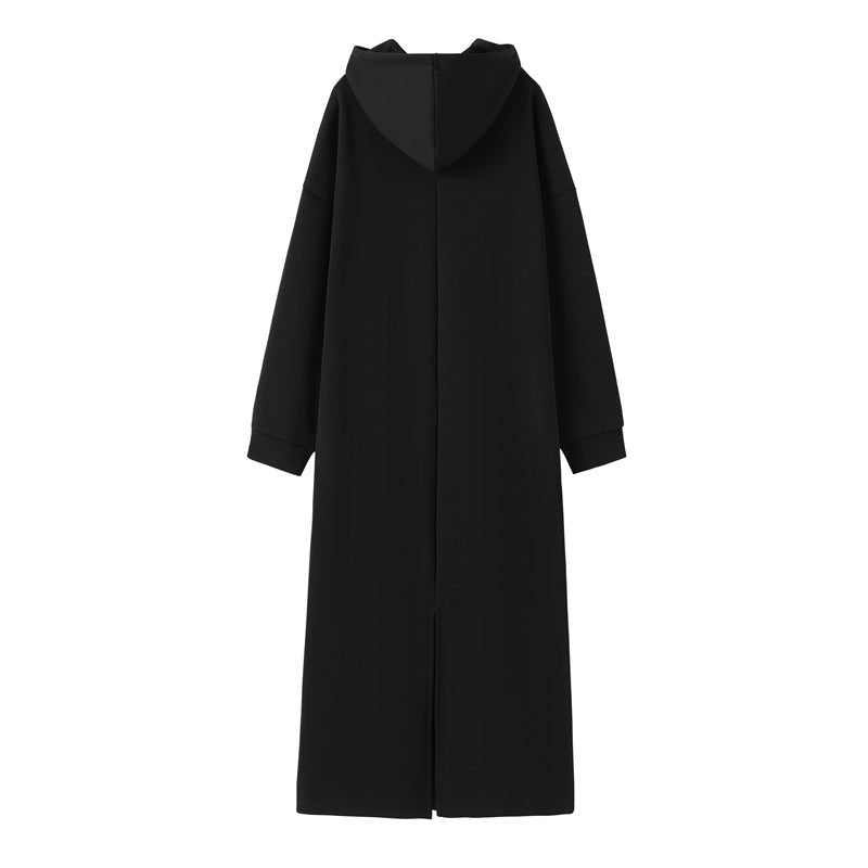 Fleece - Lined Hooded Maxi Sweatshirt Dress | Thick Winter Loungewear Dress(MS181) - Mariam's Collection