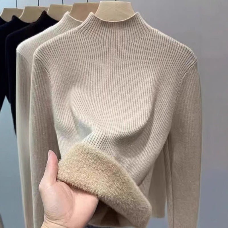 Fleece - Lined Mock Neck Sweater | Thick Winter Base Layer Top(MS159) - Mariam's Collection
