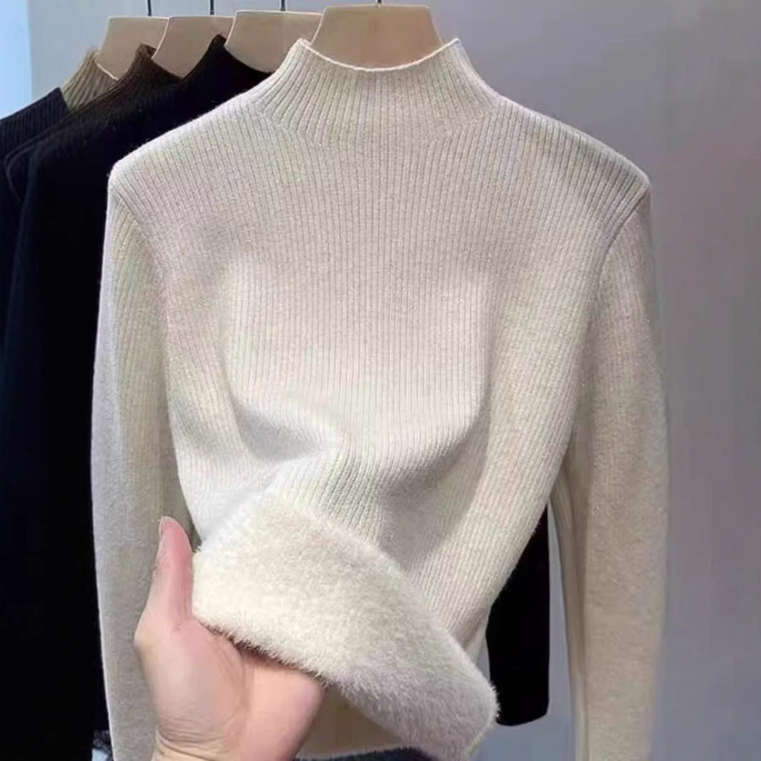 Fleece - Lined Mock Neck Sweater | Thick Winter Base Layer Top(MS159) - Mariam's Collection