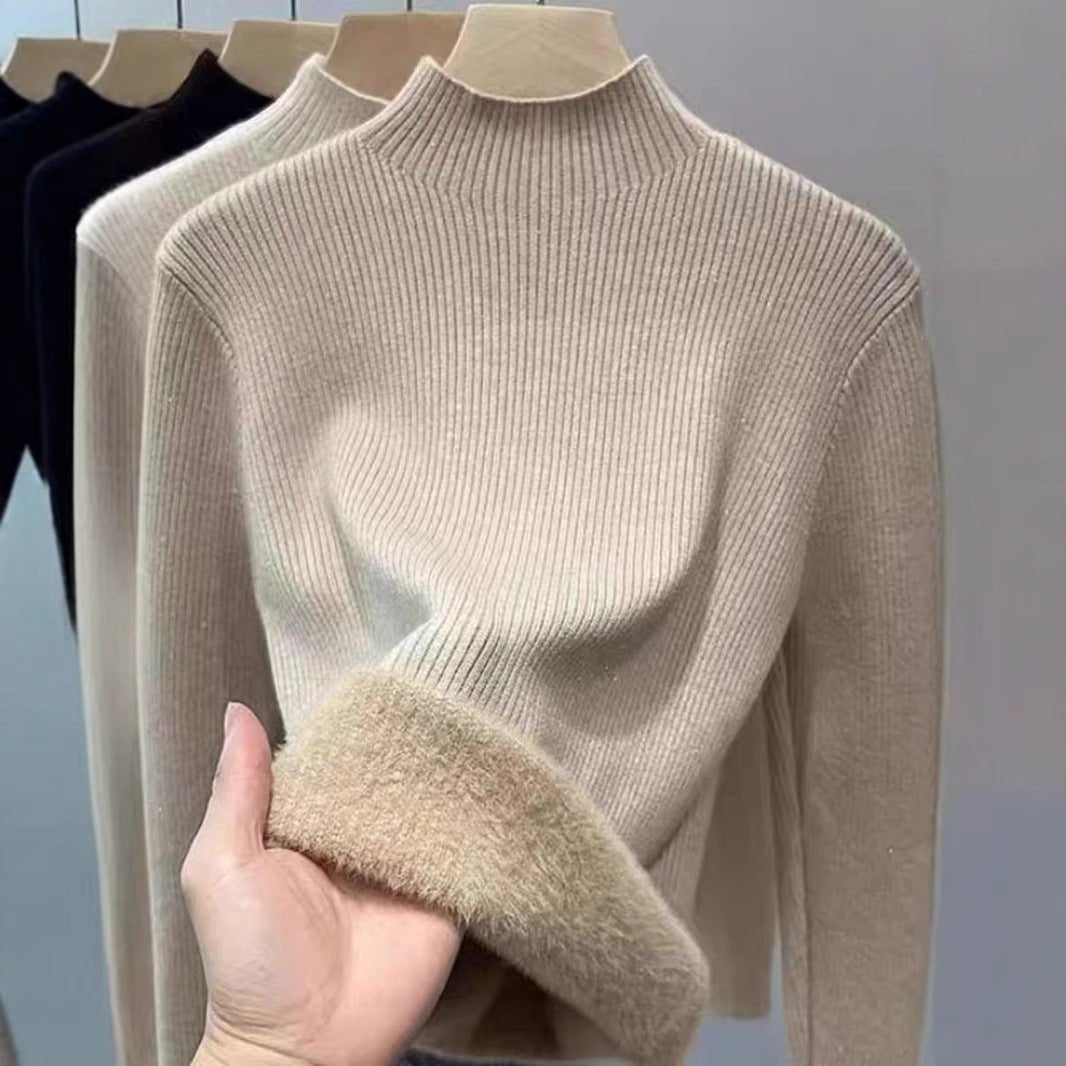 Fleece - Lined Mock Neck Sweater | Thick Winter Base Layer Top(MS159) - Mariam's Collection