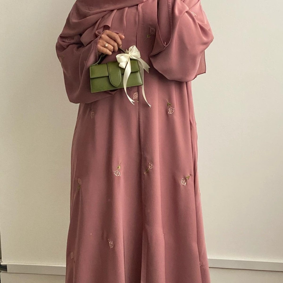 Floral Embroidered Abaya & Hijab Set(MOA248) - Mariam's Collection