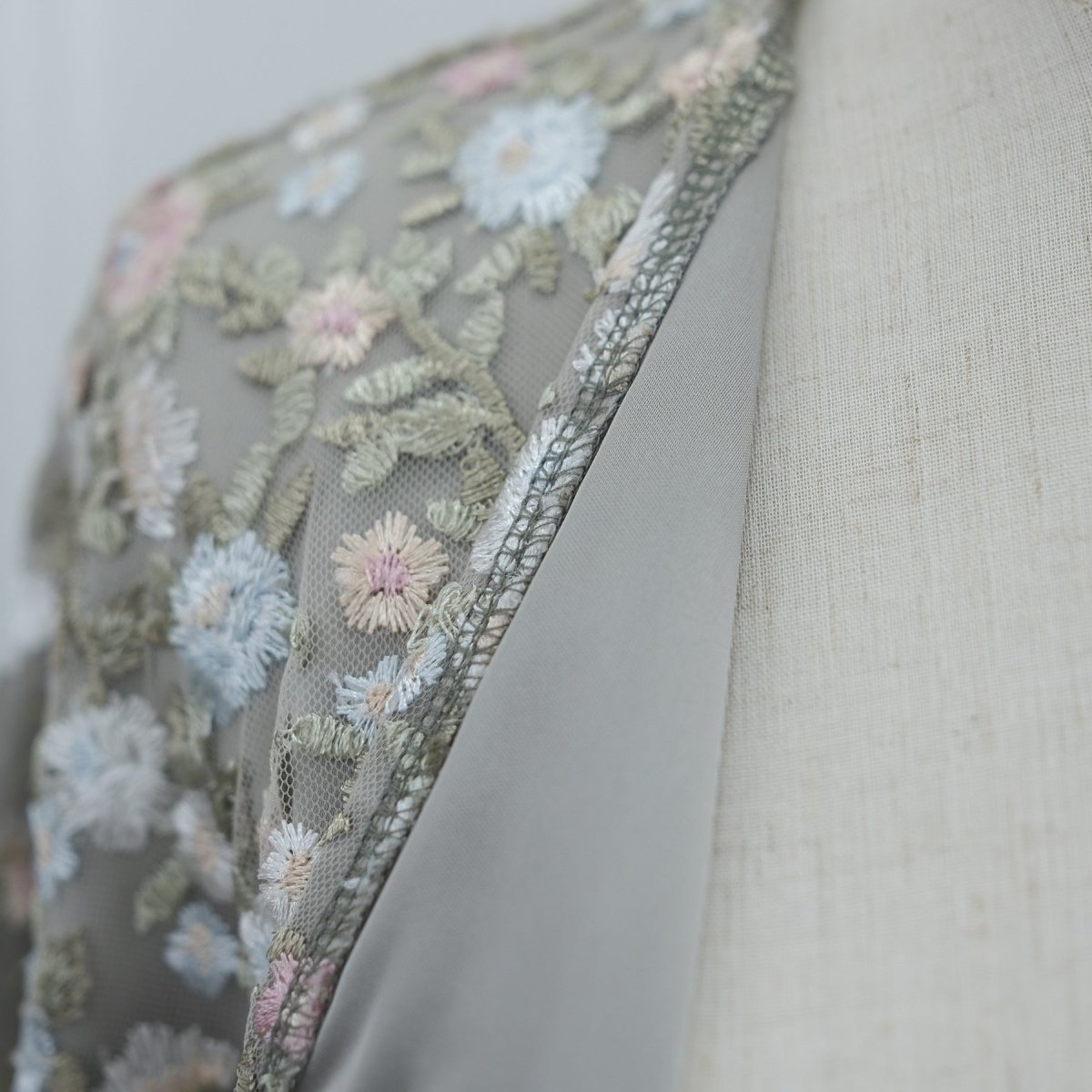 Floral Embroidered Mesh Open Abaya & Hijab Set(MOA321) - Mariam's Collection