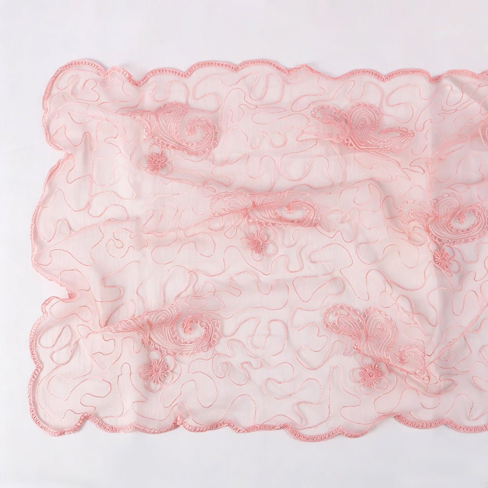 Floral Lace Embroidered Mesh Hijab(MH235) - Mariam's Collection