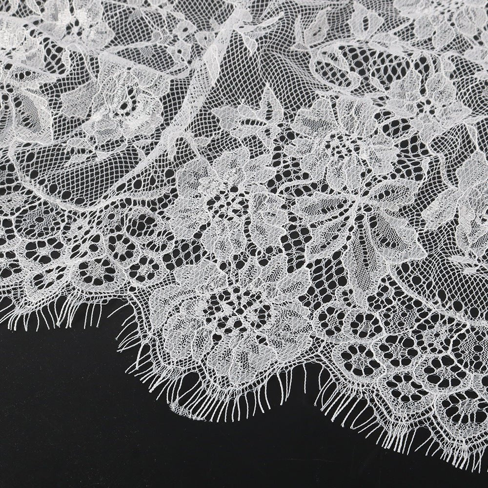 Floral Lace Hijab with Eyelash Fringe – Bridal Lace Hijab