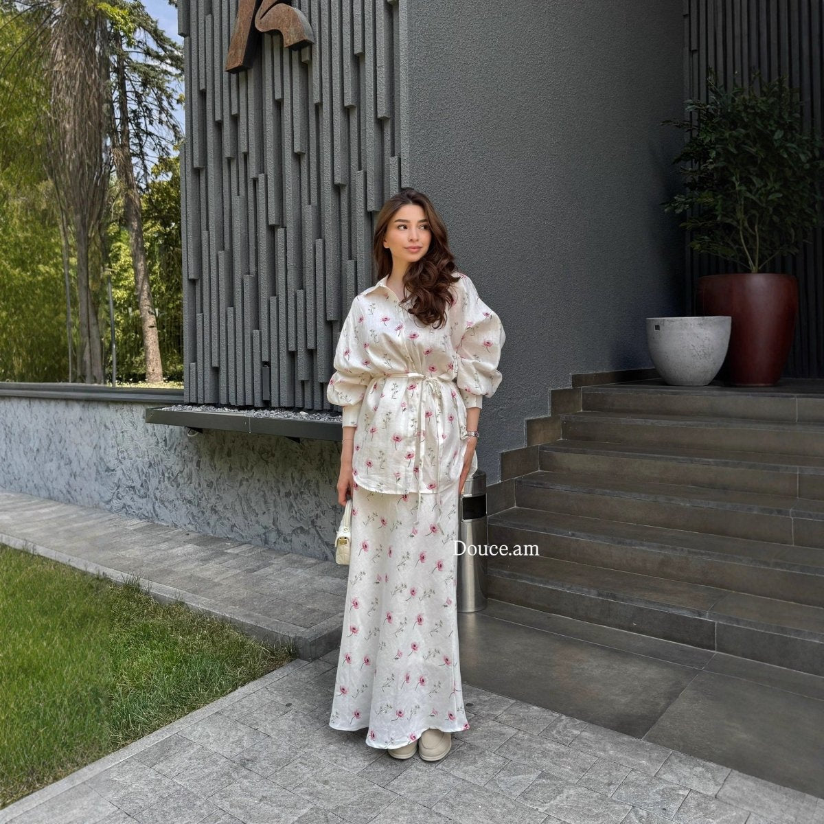 Floral Print Cardigan & Maxi Skirt Set – Modest Two-Piece