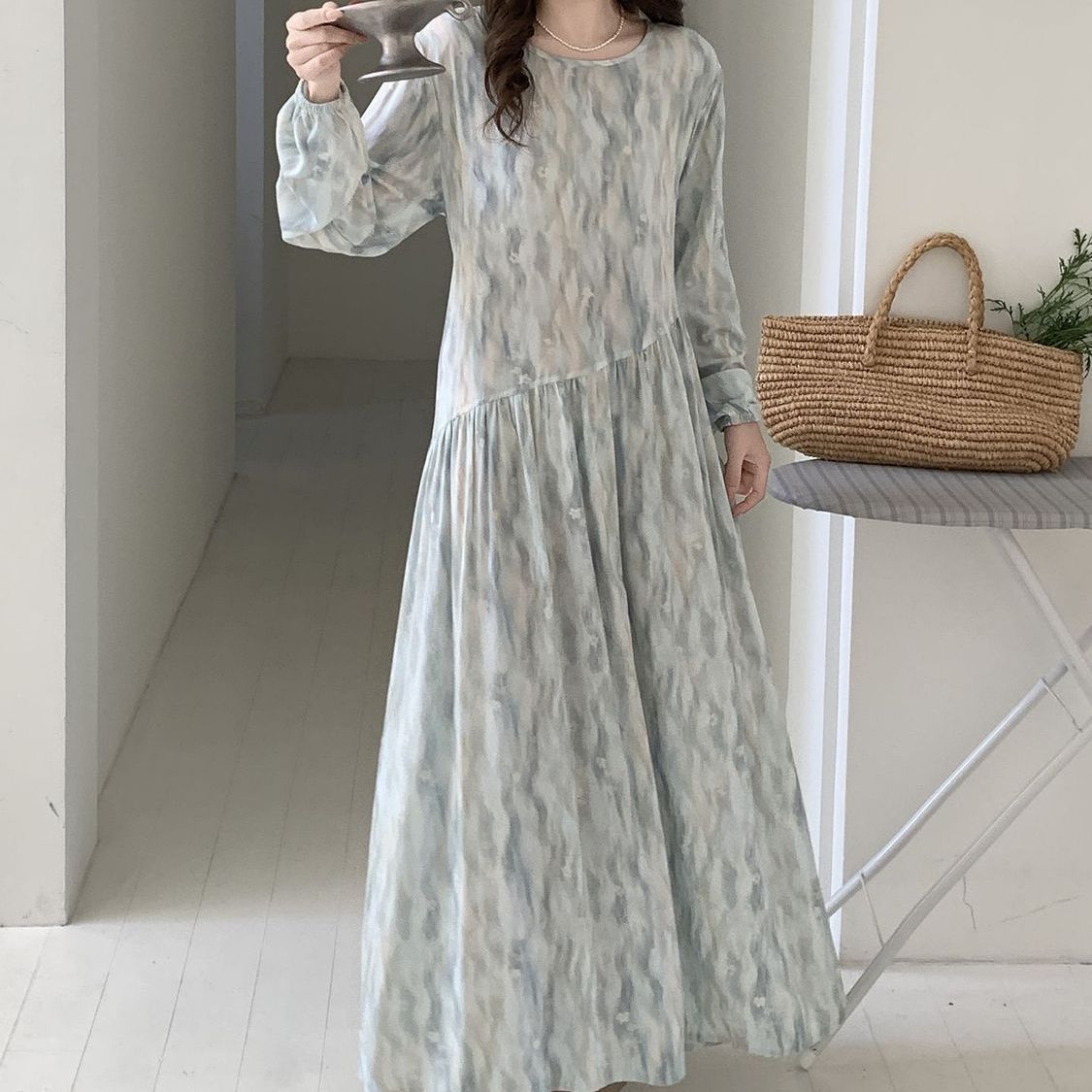 Floral Print Maxi Dress – Cotton Silk Summer Abaya Dress