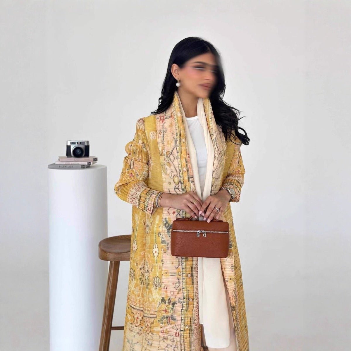 Floral Print Muslim Trench Coat - Modest Commuter Jacket Cape Robe(MOA212) - Mariam's Collection