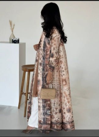Floral Print Muslim Trench Coat - Modest Commuter Jacket Cape Robe(MOA212) - Mariam's Collection