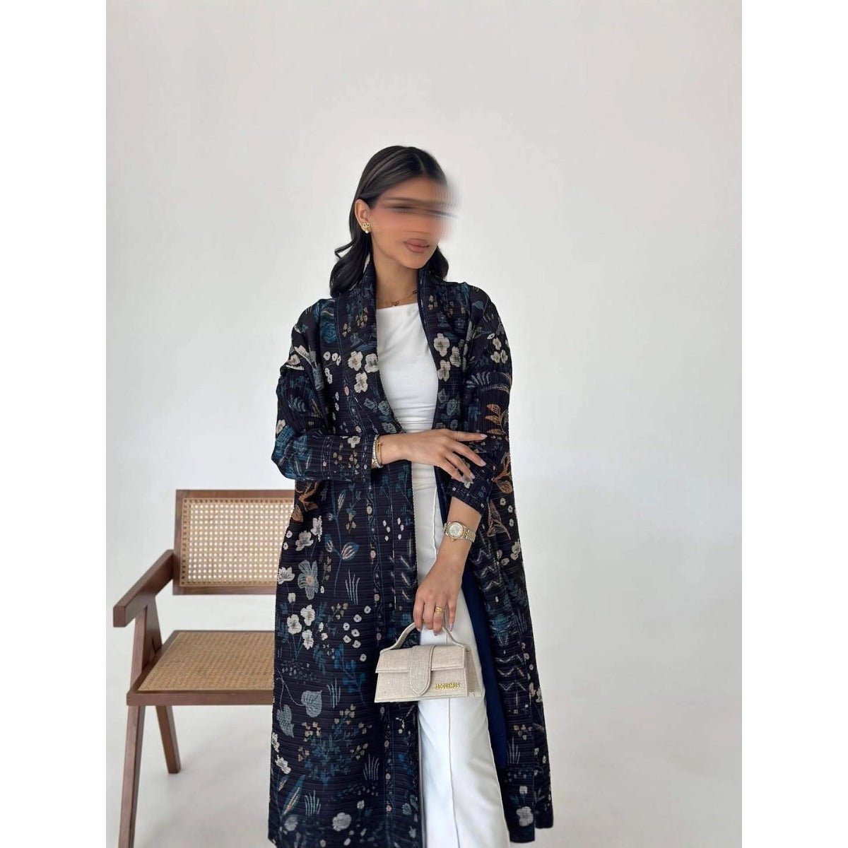 Floral Print Muslim Trench Coat - Modest Commuter Jacket Cape Robe(MOA212) - Mariam's Collection