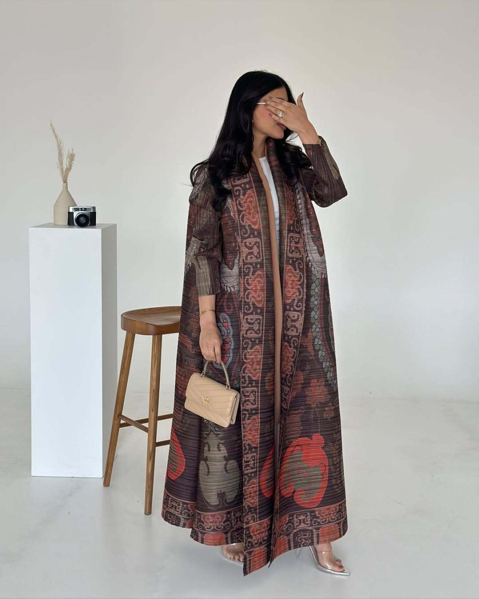 Floral Print Muslim Trench Coat - Modest Commuter Jacket Cape Robe(MOA212) - Mariam's Collection