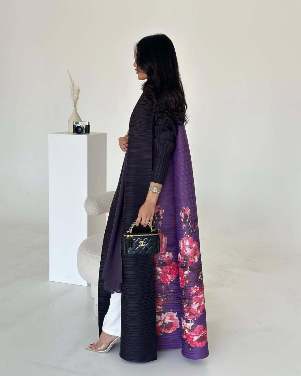 Floral Print Muslim Trench Coat - Modest Commuter Jacket Cape Robe(MOA212) - Mariam's Collection