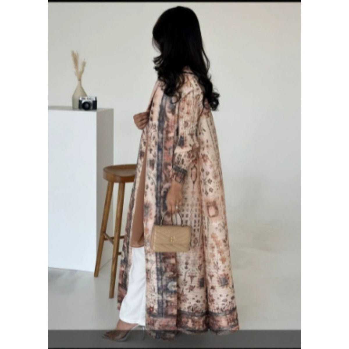 Floral Print Muslim Trench Coat - Modest Commuter Jacket Cape Robe(MOA212) - Mariam's Collection