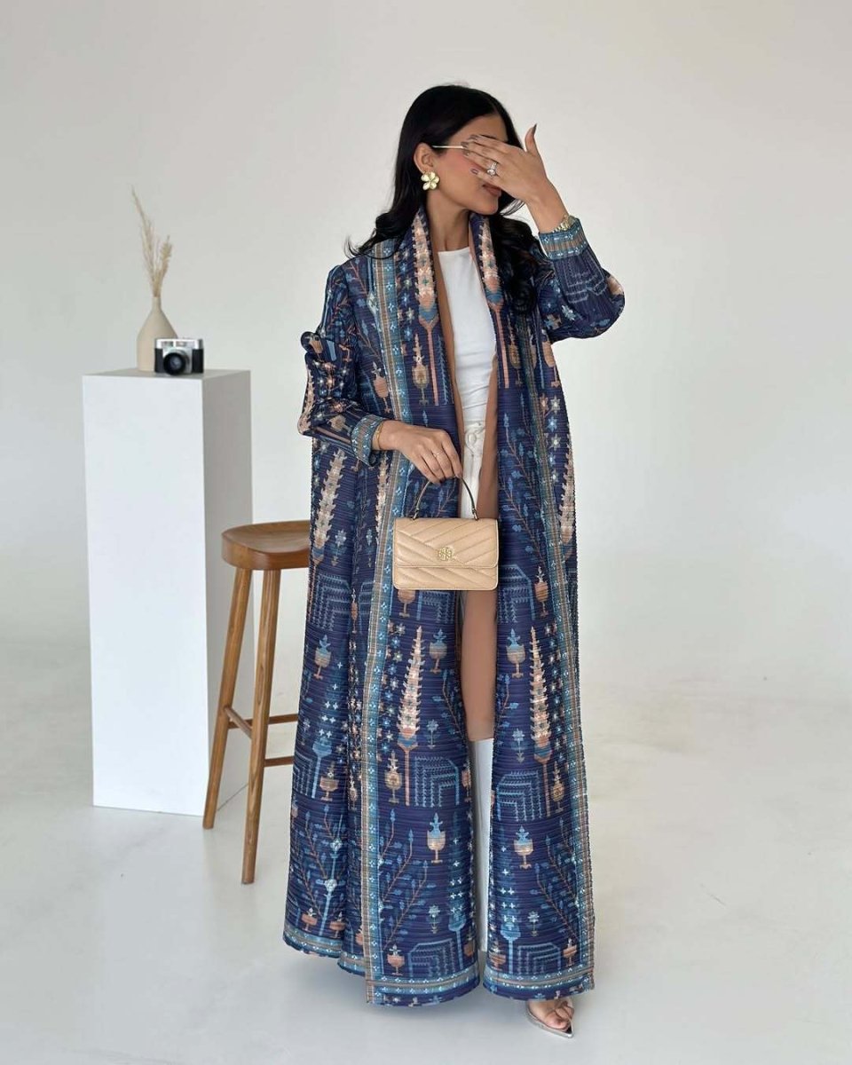 Floral Print Muslim Trench Coat - Modest Commuter Jacket Cape Robe(MOA212) - Mariam's Collection