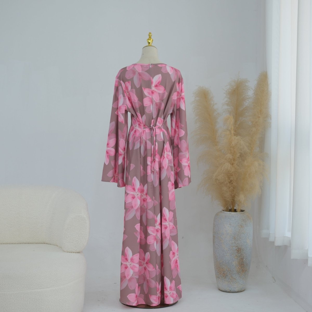 Three-quarter angle of holiday maxi abaya