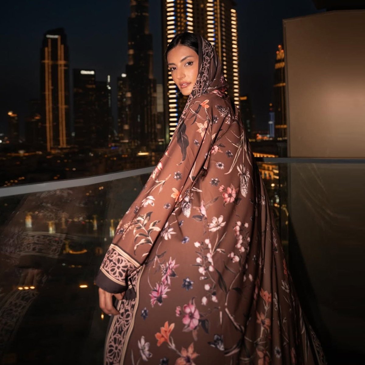 Floral Printer Abaya Set with Hijab(MOA267) - Mariam's Collection