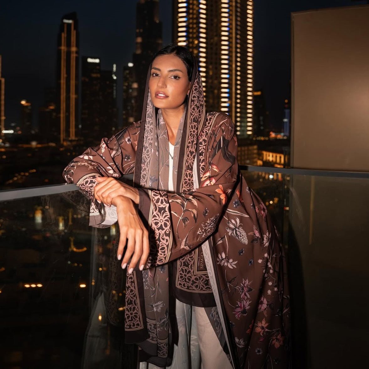 Floral Printer Abaya Set with Hijab