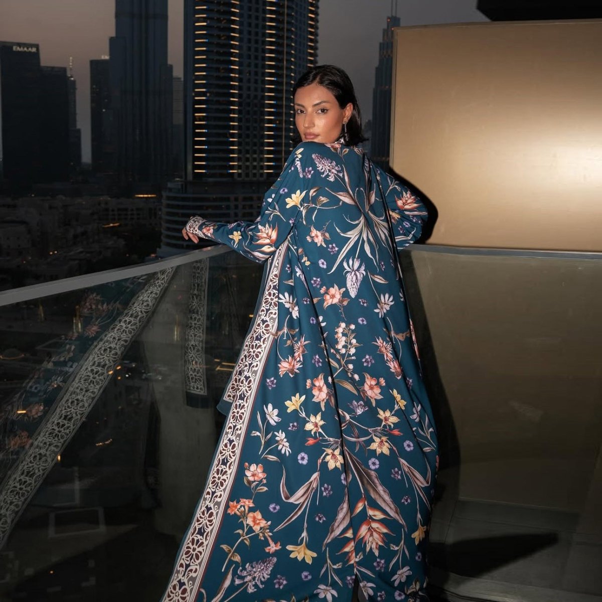 Floral Printer Abaya Set with Hijab(MOA267) - Mariam's Collection