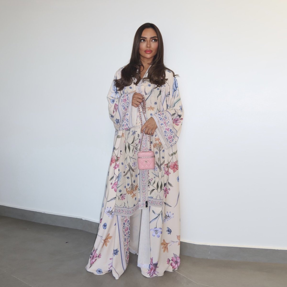 Floral Printer Abaya Set with Hijab(MOA267) - Mariam's Collection