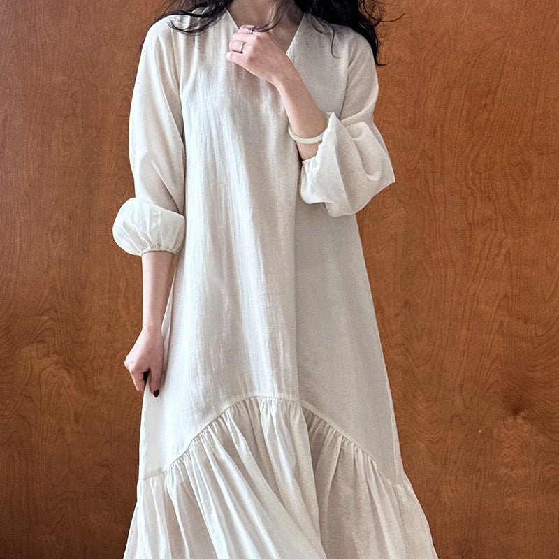 Ruffle Hem Maxi Dress – French Mermaid Maxi Abaya Dress