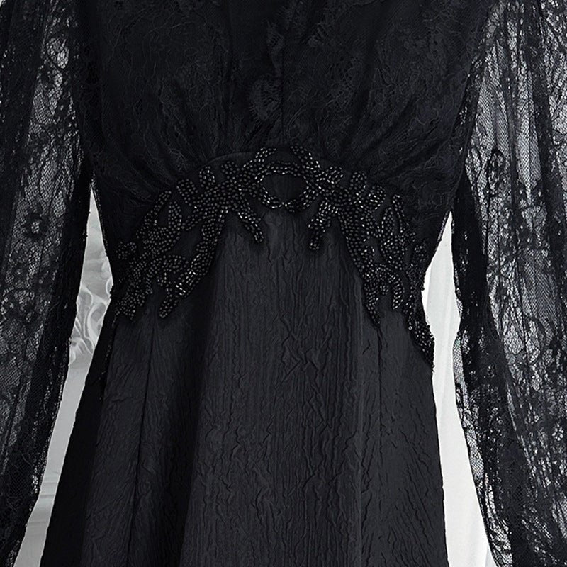 French Lace V - Neck Maxi Dress(MS361) - Mariam's Collection