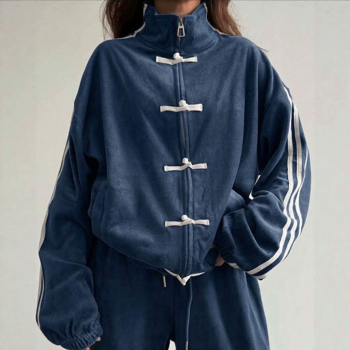 Frog Button Tracksuit Set – Modest Mandarin Collar Track Suit