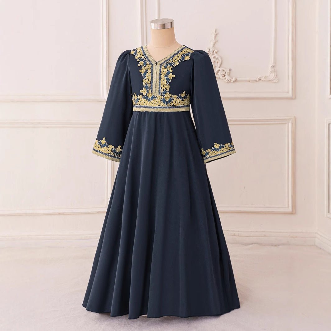 Girls Embroidered Kaftan Dress(MKG020) - Mariam's Collection