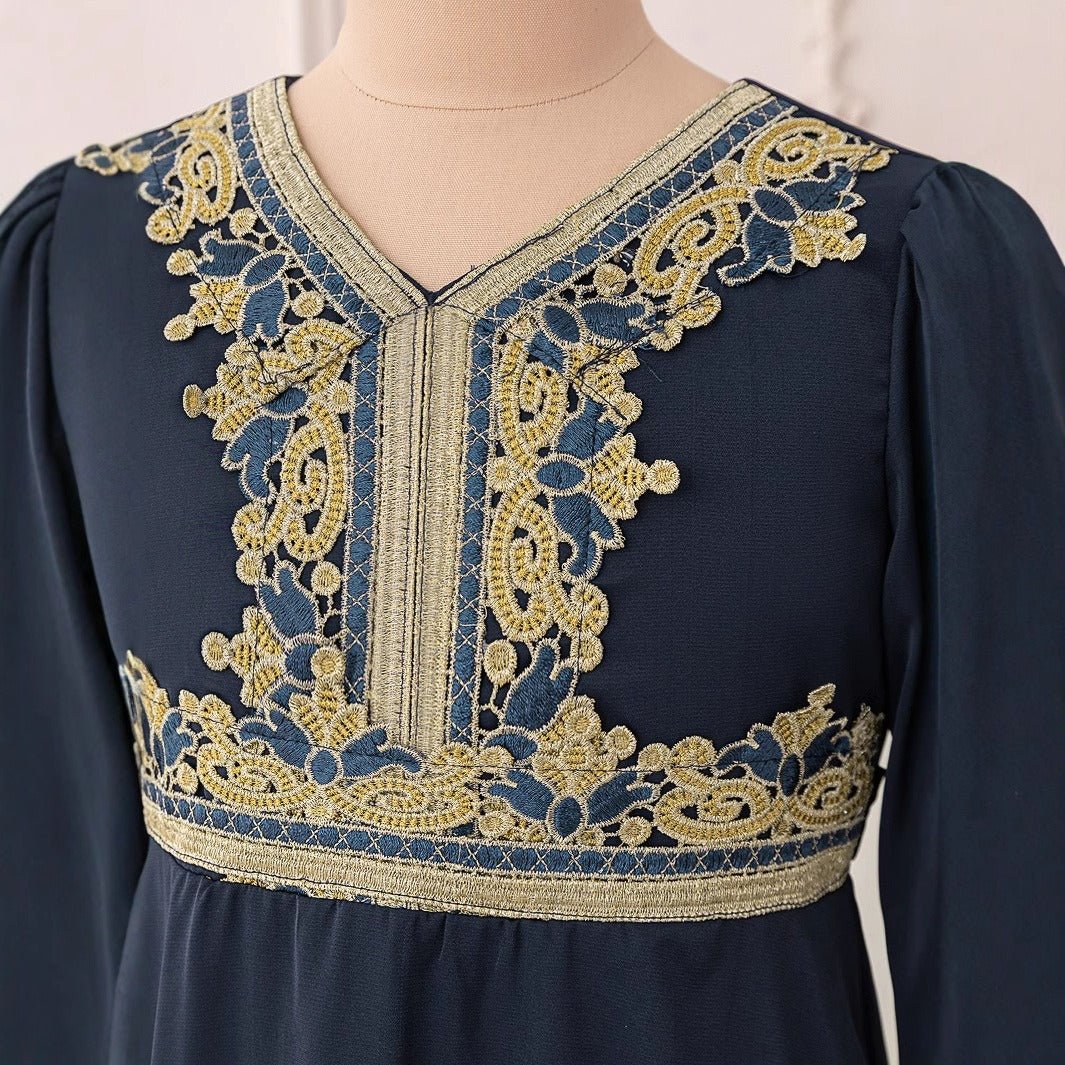 Girls Embroidered Kaftan Dress(MKG020) - Mariam's Collection
