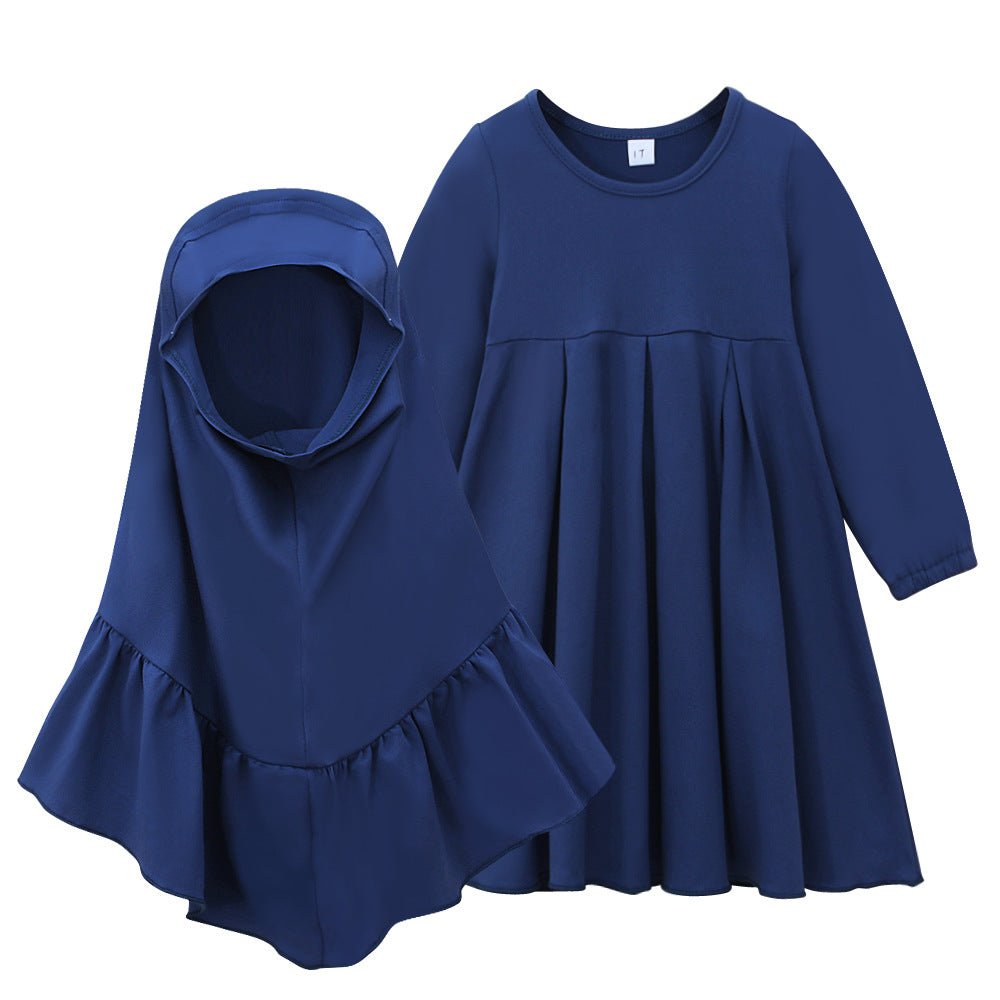 Girls Navy Dress & Hijab Set(MKG024) - Mariam's Collection