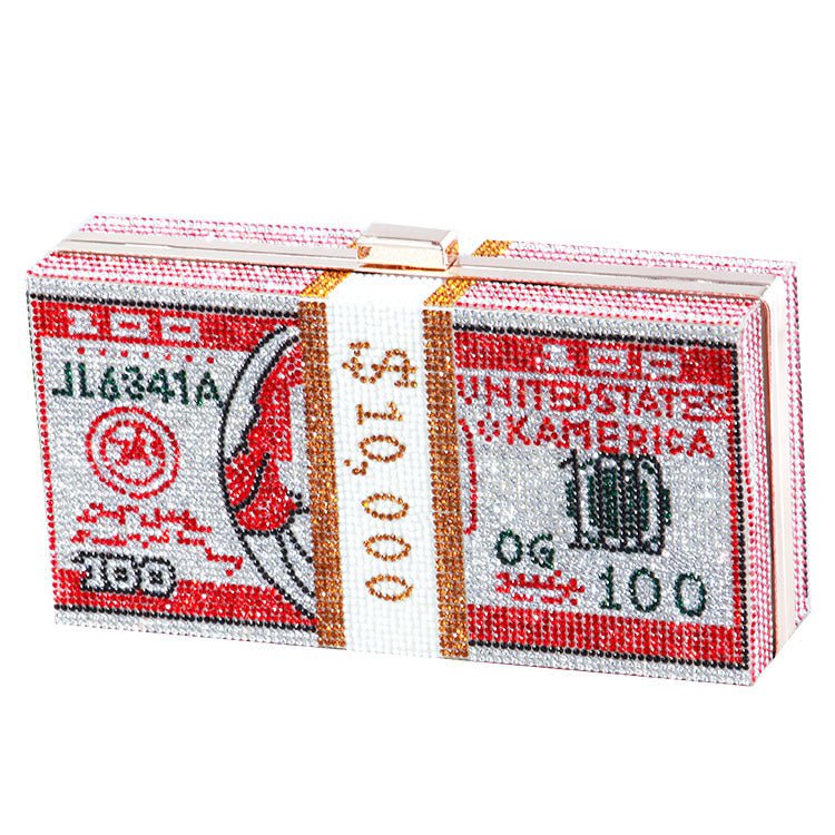 Glamorous Fully Bedazzled Dollar Motif Evening Bag Party Clutch (MAC293) - Mariam's Collection