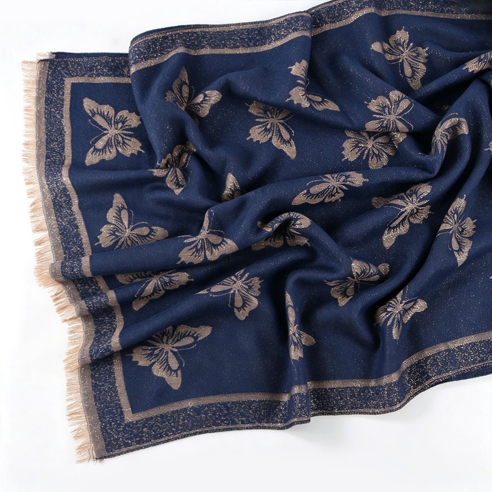 Decorative tassel edging detail on jacquard hijab scarf