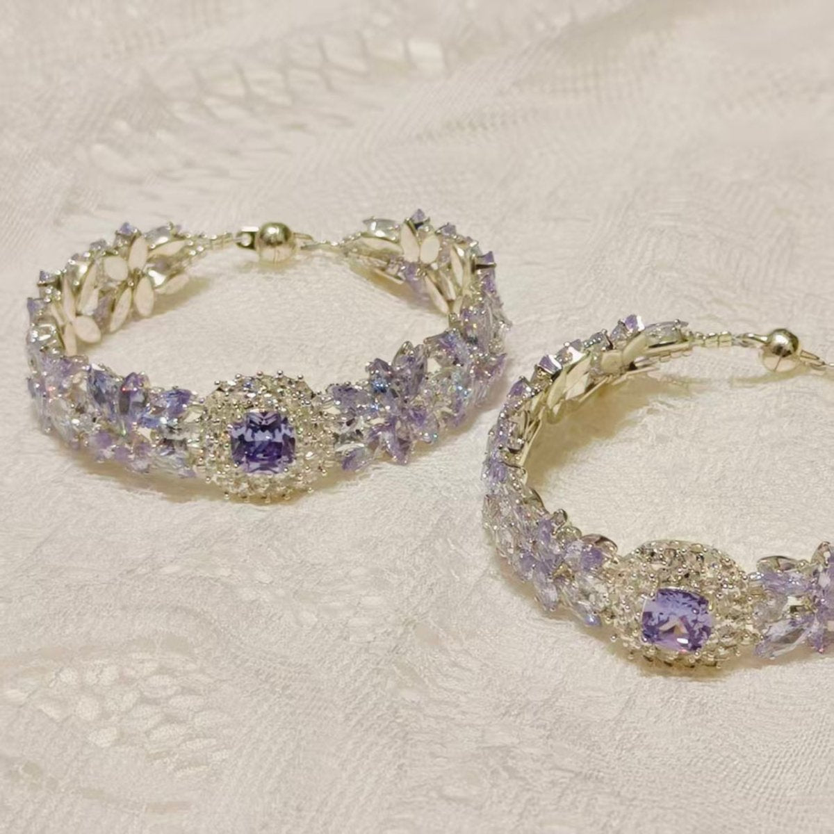 Handcrafted Crystal Floral Bracelet | Sparkling Statement Jewelry | Elegant Art - Inspired Accessory for Women (MAC348) - Mariam's Collection