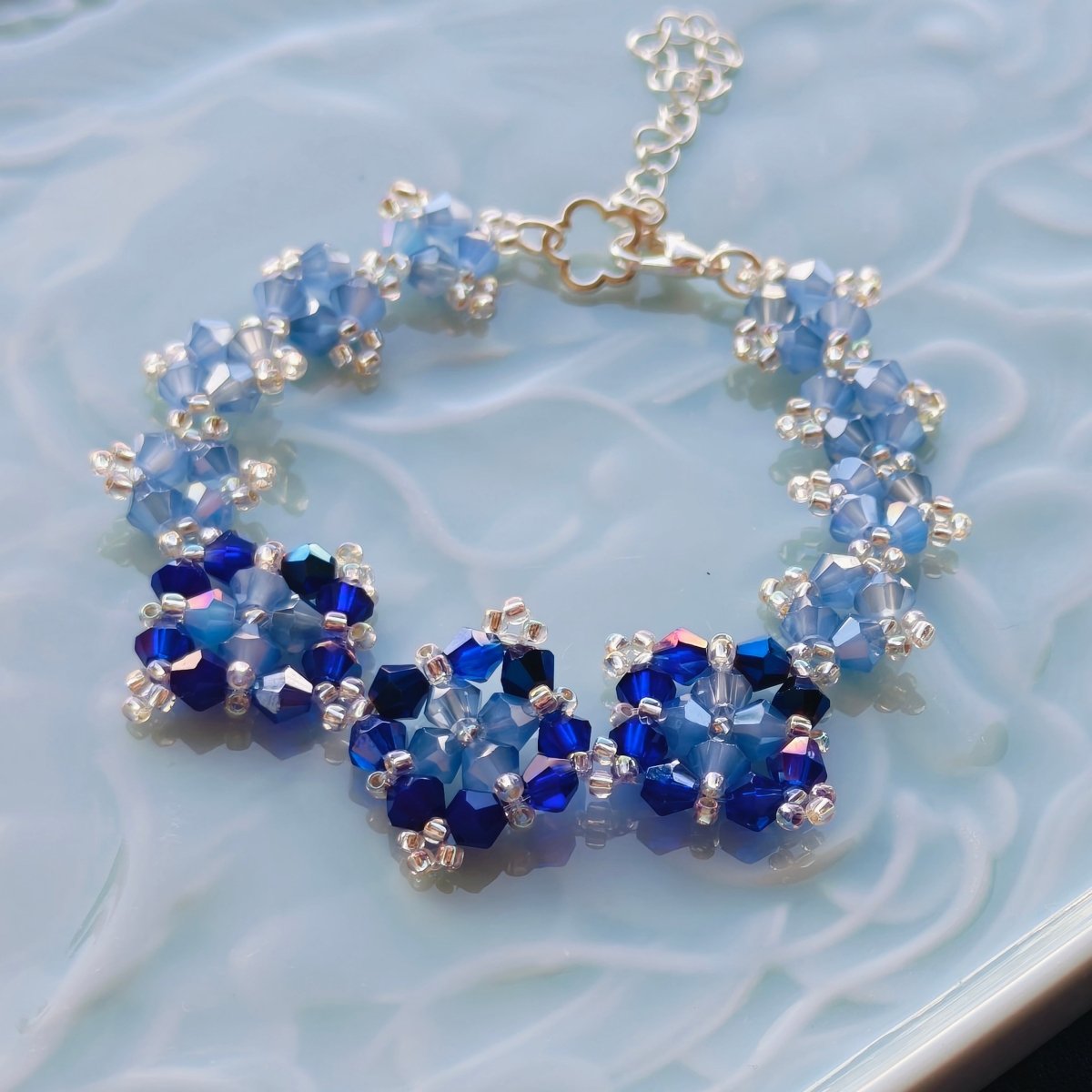 Handcrafted Crystal Floral Bracelet | Sparkling Statement Jewelry | Elegant Art-Inspired Accessory for Women (MAC348) - Mariam's Collection