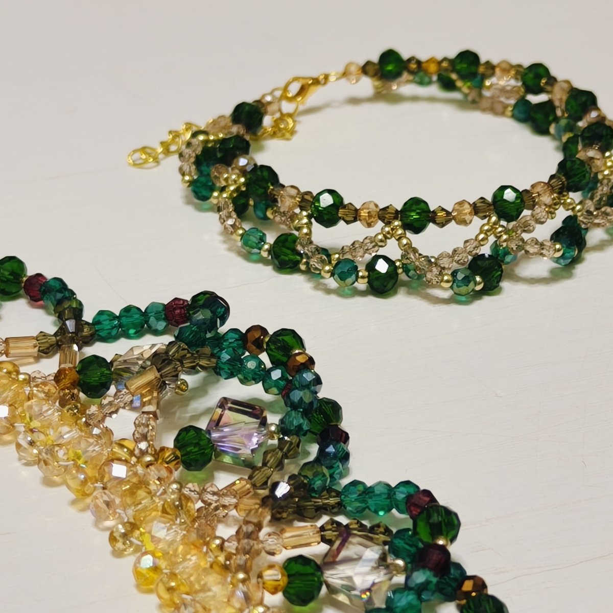 Handmade Woven Beaded Necklace | Glass Beads & Shell Pearls Choker | Intricate Seed Bead Art Necklace (MAC343) - Mariam's Collection