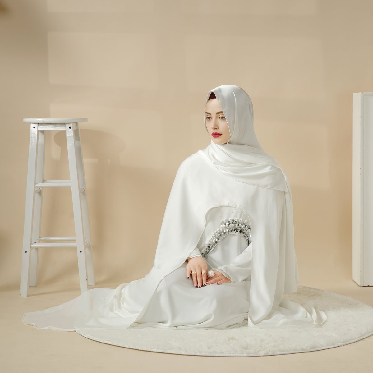 Haute Couture Abaya, Heavy - Crafted 3 - Layer Cape Abaya (MA096) - Mariam's Collection