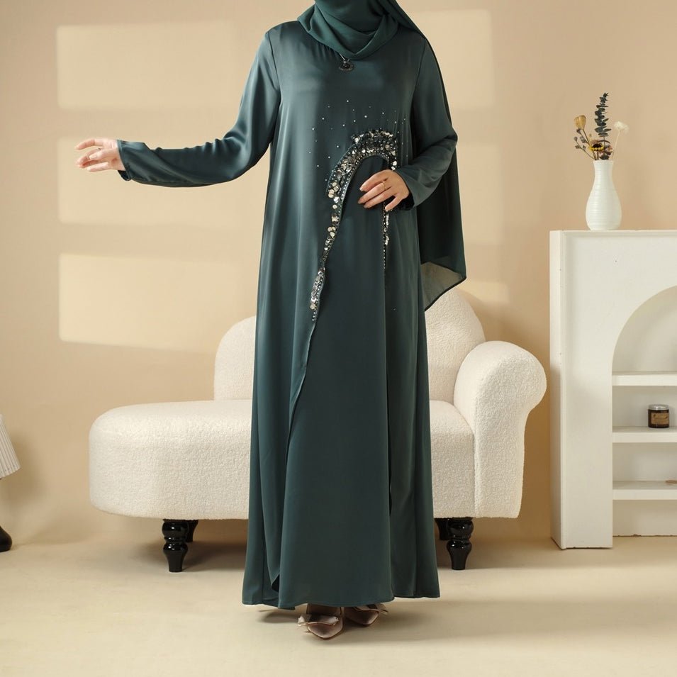 Haute Couture Abaya, Heavy - Crafted 3 - Layer Cape Abaya (MA096) - Mariam's Collection