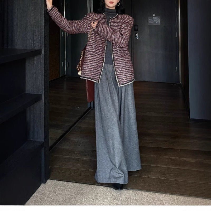 High Waist Wide Leg Trousers | Loose Fit Tailored Palazzo Pants(MS178) - Mariam's Collection