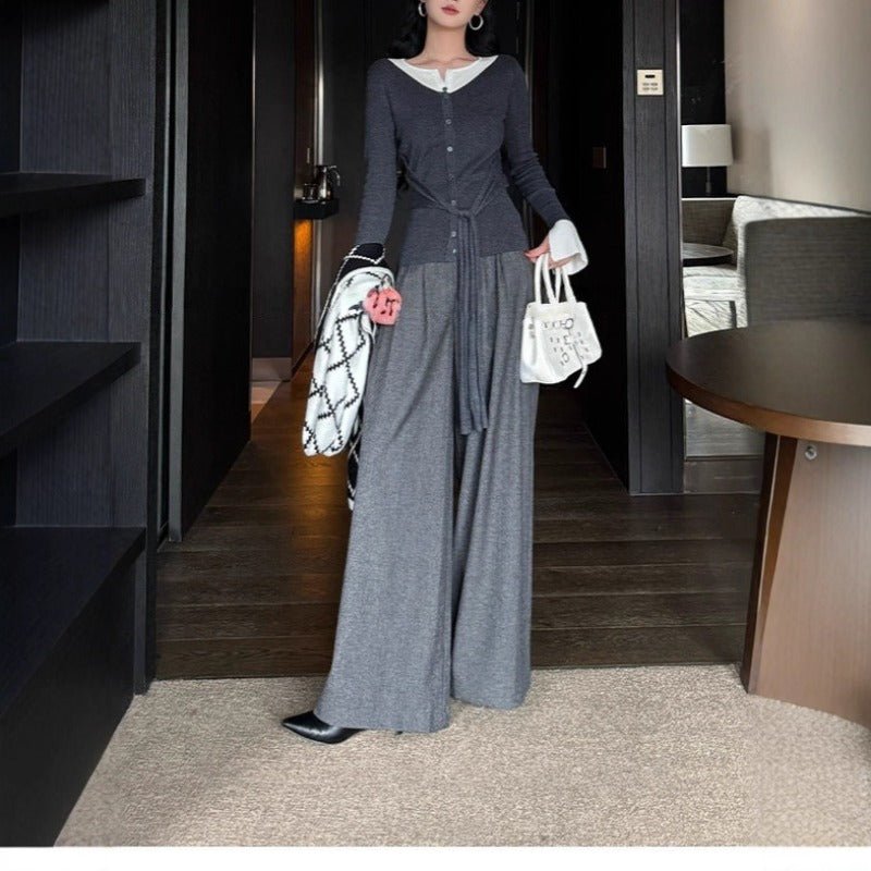 High Waist Wide Leg Trousers | Loose Fit Tailored Palazzo Pants(MS178) - Mariam's Collection