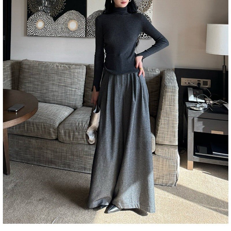 High Waist Wide Leg Trousers | Loose Fit Tailored Palazzo Pants(MS178) - Mariam's Collection