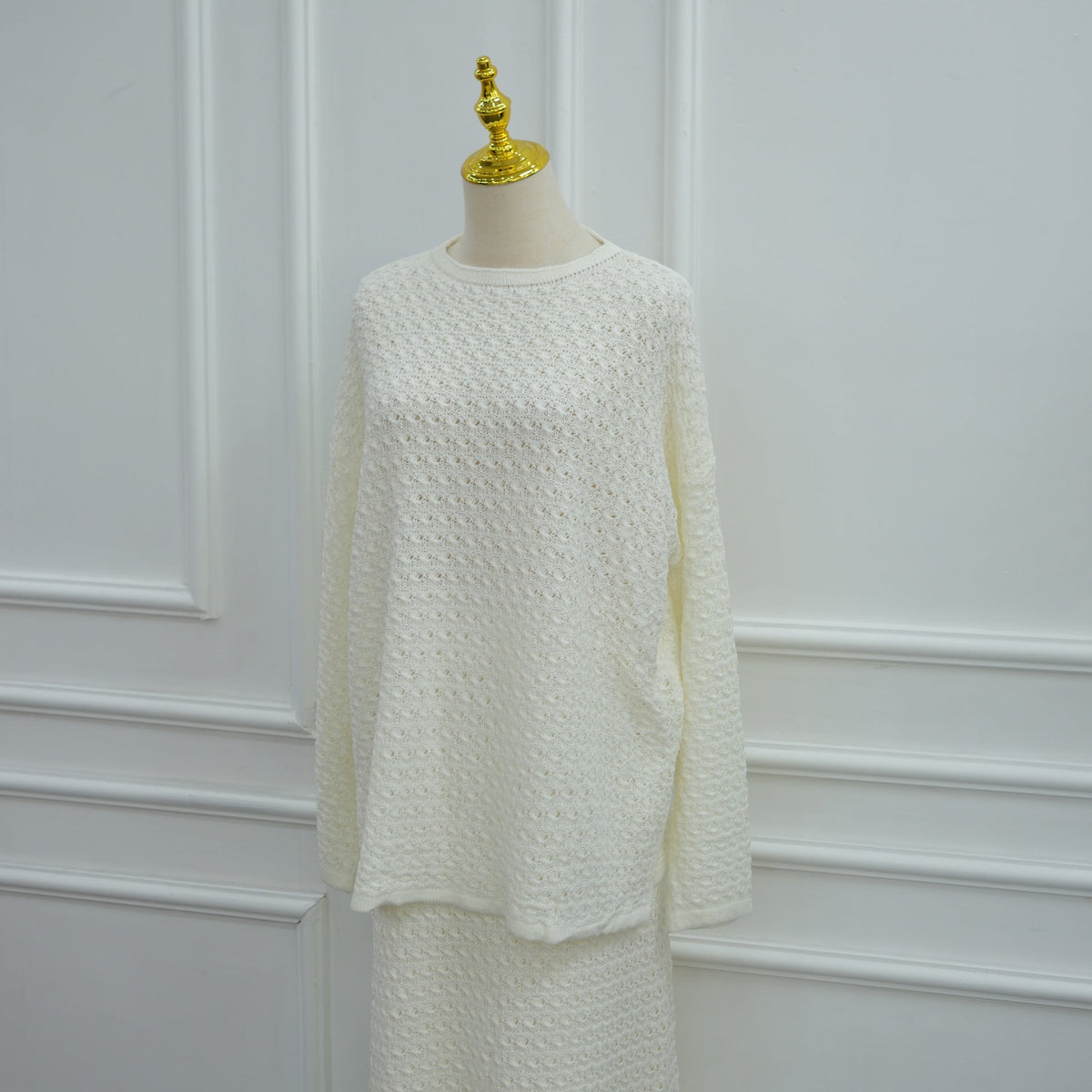 Crochet Knit Co-ord Set – Modest Maxi Skirt & Sweater