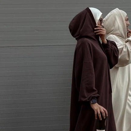 Hooded Sweatshirt Abaya | Hoodie Abaya With Pockets (MA125) - Mariam's Collection