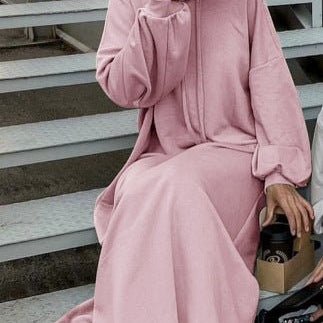 Hooded Sweatshirt Abaya | Hoodie Abaya With Pockets (MA125) - Mariam's Collection