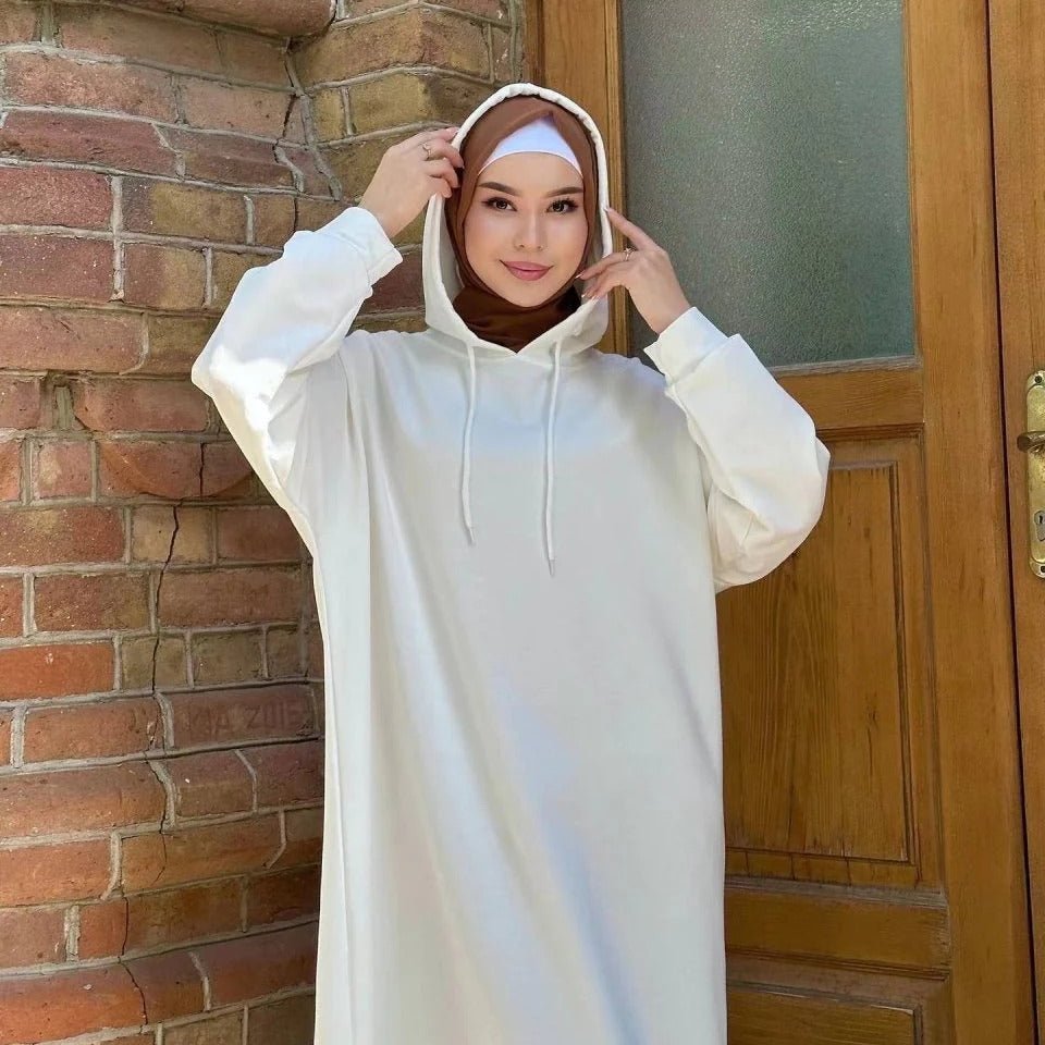 Hooded Sweatshirt Abaya | Hoodie Abaya With Pockets (MA125) - Mariam's Collection