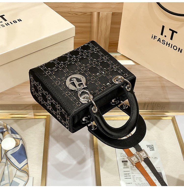 Hot diamond heavy industry high - end satin Princess Diana bag(MAC220) - Mariam's Collection